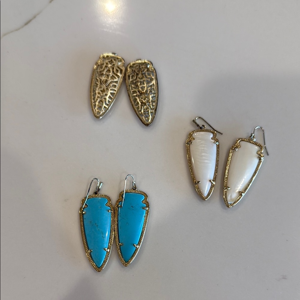 Kendra Scott Color Bar earrings Elegant Gold and Turquoise Earrings Set